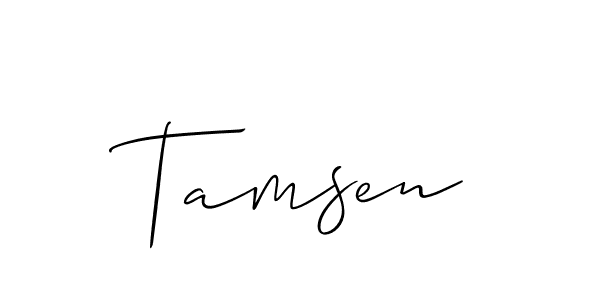 Make a beautiful signature design for name Tamsen. With this signature (Allison_Script) style, you can create a handwritten signature for free. Tamsen signature style 2 images and pictures png