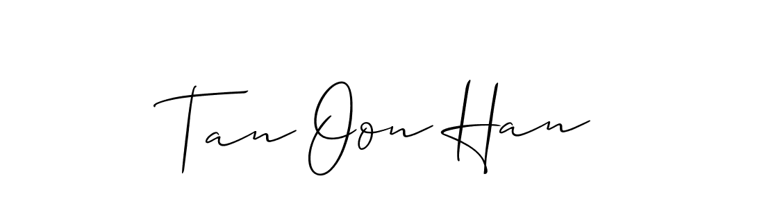 Also You can easily find your signature by using the search form. We will create Tan Oon Han name handwritten signature images for you free of cost using Allison_Script sign style. Tan Oon Han signature style 2 images and pictures png