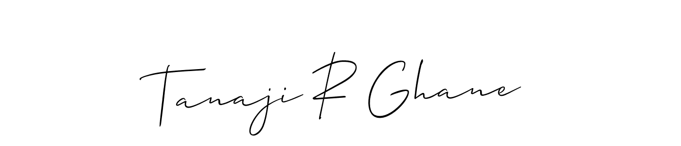 Also we have Tanaji R Ghane name is the best signature style. Create professional handwritten signature collection using Allison_Script autograph style. Tanaji R Ghane signature style 2 images and pictures png