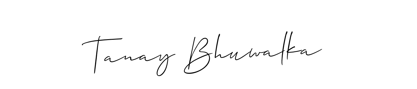 How to make Tanay Bhuwalka name signature. Use Allison_Script style for creating short signs online. This is the latest handwritten sign. Tanay Bhuwalka signature style 2 images and pictures png