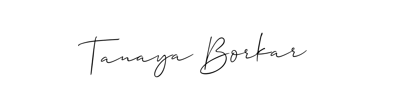 if you are searching for the best signature style for your name Tanaya Borkar. so please give up your signature search. here we have designed multiple signature styles  using Allison_Script. Tanaya Borkar signature style 2 images and pictures png