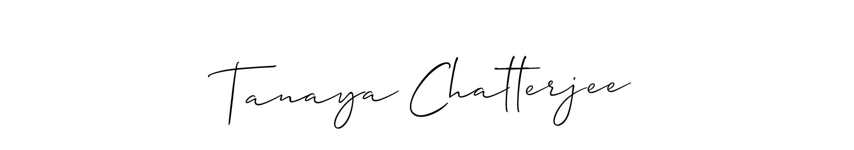 Allison_Script is a professional signature style that is perfect for those who want to add a touch of class to their signature. It is also a great choice for those who want to make their signature more unique. Get Tanaya Chatterjee name to fancy signature for free. Tanaya Chatterjee signature style 2 images and pictures png