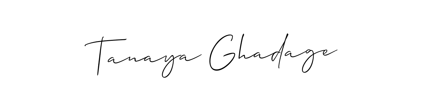 It looks lik you need a new signature style for name Tanaya Ghadage. Design unique handwritten (Allison_Script) signature with our free signature maker in just a few clicks. Tanaya Ghadage signature style 2 images and pictures png