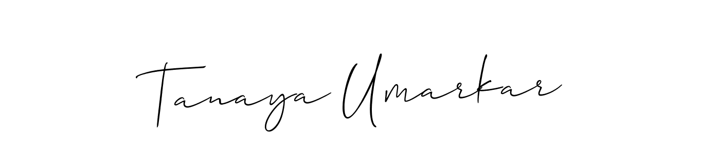 if you are searching for the best signature style for your name Tanaya Umarkar. so please give up your signature search. here we have designed multiple signature styles  using Allison_Script. Tanaya Umarkar signature style 2 images and pictures png