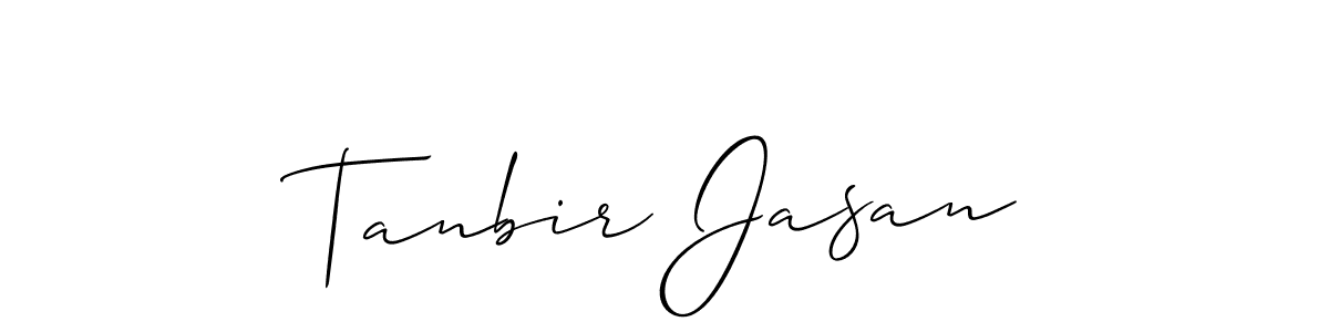 The best way (Allison_Script) to make a short signature is to pick only two or three words in your name. The name Tanbir Jasan include a total of six letters. For converting this name. Tanbir Jasan signature style 2 images and pictures png