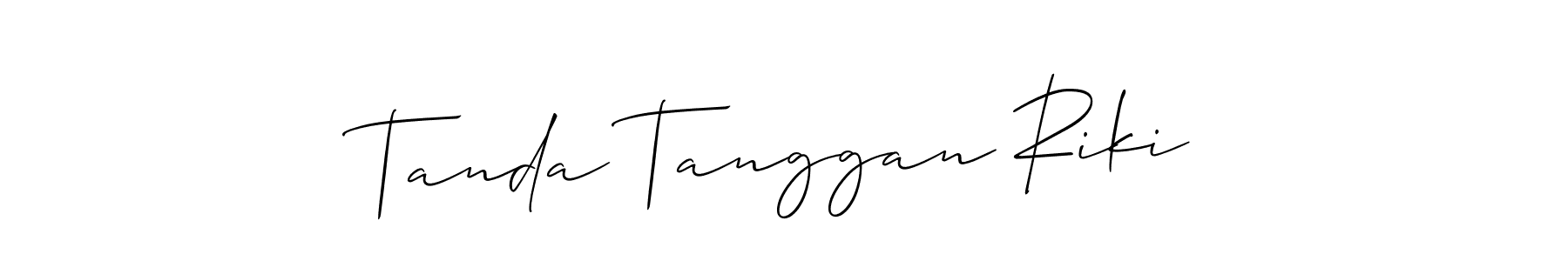 The best way (Allison_Script) to make a short signature is to pick only two or three words in your name. The name Tanda Tanggan Riki include a total of six letters. For converting this name. Tanda Tanggan Riki signature style 2 images and pictures png