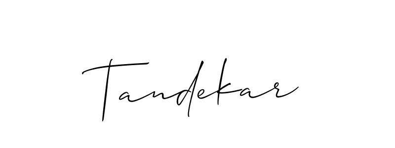 The best way (Allison_Script) to make a short signature is to pick only two or three words in your name. The name Tandekar include a total of six letters. For converting this name. Tandekar signature style 2 images and pictures png