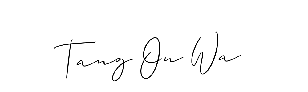 if you are searching for the best signature style for your name Tang On Wa. so please give up your signature search. here we have designed multiple signature styles  using Allison_Script. Tang On Wa signature style 2 images and pictures png