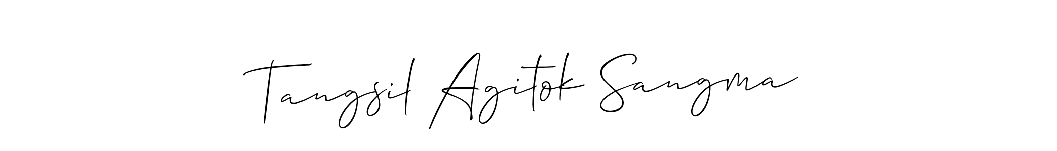 This is the best signature style for the Tangsil Agitok Sangma name. Also you like these signature font (Allison_Script). Mix name signature. Tangsil Agitok Sangma signature style 2 images and pictures png