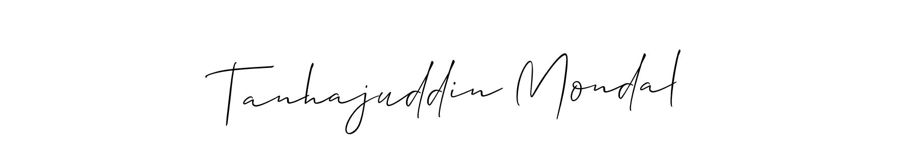 The best way (Allison_Script) to make a short signature is to pick only two or three words in your name. The name Tanhajuddin Mondal include a total of six letters. For converting this name. Tanhajuddin Mondal signature style 2 images and pictures png