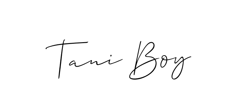 It looks lik you need a new signature style for name Tani Boy. Design unique handwritten (Allison_Script) signature with our free signature maker in just a few clicks. Tani Boy signature style 2 images and pictures png