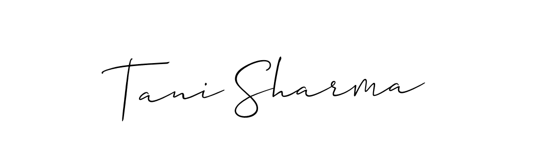 Also You can easily find your signature by using the search form. We will create Tani Sharma name handwritten signature images for you free of cost using Allison_Script sign style. Tani Sharma signature style 2 images and pictures png