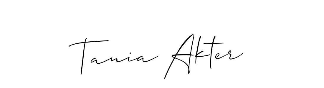 Also You can easily find your signature by using the search form. We will create Tania Akter name handwritten signature images for you free of cost using Allison_Script sign style. Tania Akter signature style 2 images and pictures png