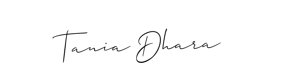 Create a beautiful signature design for name Tania Dhara. With this signature (Allison_Script) fonts, you can make a handwritten signature for free. Tania Dhara signature style 2 images and pictures png