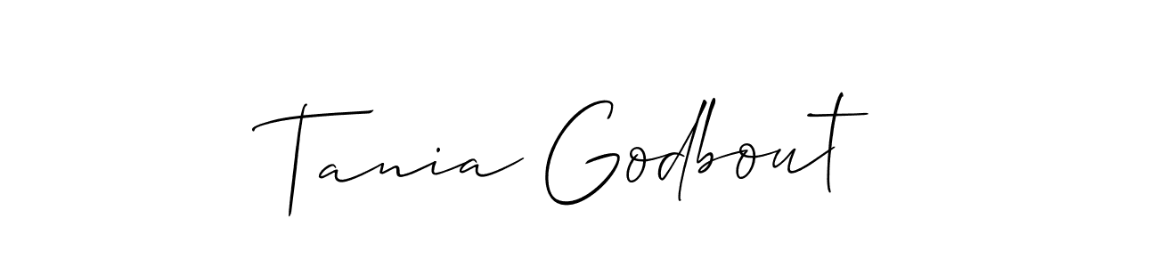 Tania Godbout stylish signature style. Best Handwritten Sign (Allison_Script) for my name. Handwritten Signature Collection Ideas for my name Tania Godbout. Tania Godbout signature style 2 images and pictures png