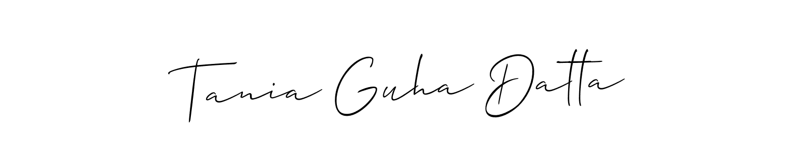 Also You can easily find your signature by using the search form. We will create Tania Guha Datta name handwritten signature images for you free of cost using Allison_Script sign style. Tania Guha Datta signature style 2 images and pictures png
