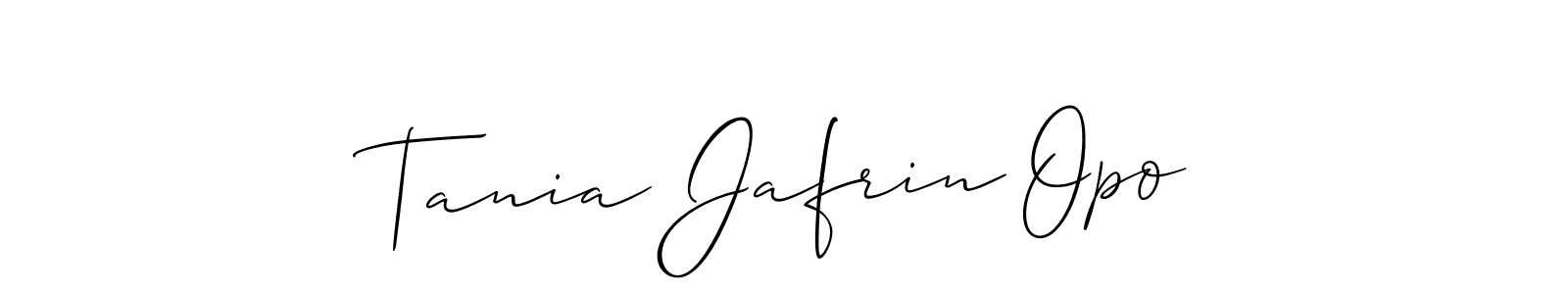 You should practise on your own different ways (Allison_Script) to write your name (Tania Jafrin Opo) in signature. don't let someone else do it for you. Tania Jafrin Opo signature style 2 images and pictures png