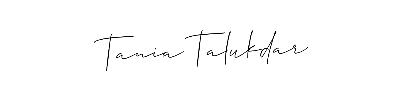 Make a beautiful signature design for name Tania Talukdar. With this signature (Allison_Script) style, you can create a handwritten signature for free. Tania Talukdar signature style 2 images and pictures png