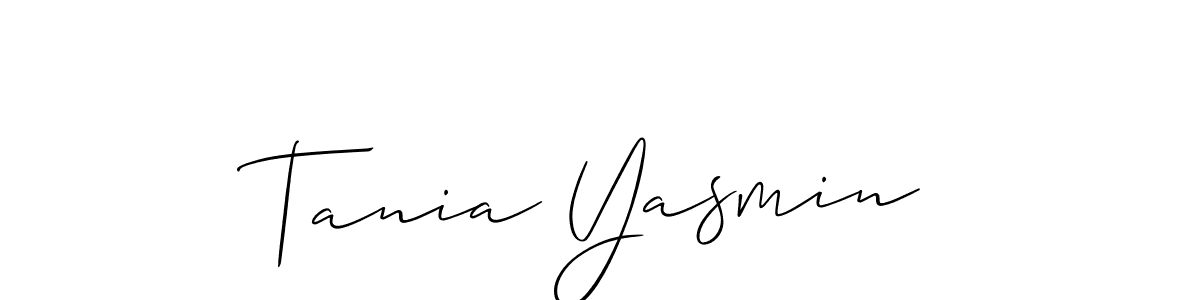 How to make Tania Yasmin name signature. Use Allison_Script style for creating short signs online. This is the latest handwritten sign. Tania Yasmin signature style 2 images and pictures png