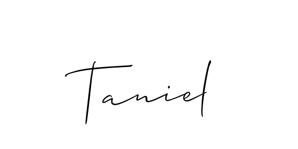 Design your own signature with our free online signature maker. With this signature software, you can create a handwritten (Allison_Script) signature for name Taniel. Taniel signature style 2 images and pictures png