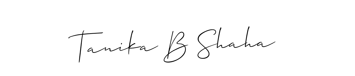 This is the best signature style for the Tanika B Shaha name. Also you like these signature font (Allison_Script). Mix name signature. Tanika B Shaha signature style 2 images and pictures png
