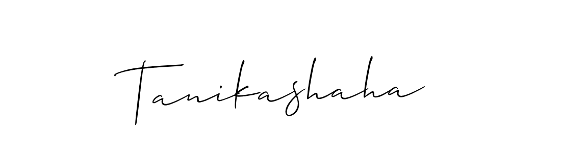 Allison_Script is a professional signature style that is perfect for those who want to add a touch of class to their signature. It is also a great choice for those who want to make their signature more unique. Get Tanikashaha name to fancy signature for free. Tanikashaha signature style 2 images and pictures png