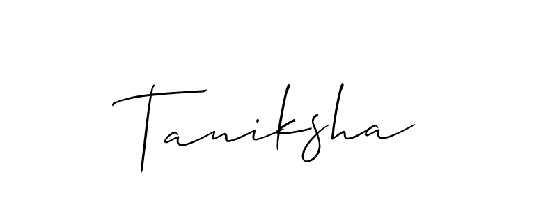 How to make Taniksha signature? Allison_Script is a professional autograph style. Create handwritten signature for Taniksha name. Taniksha signature style 2 images and pictures png