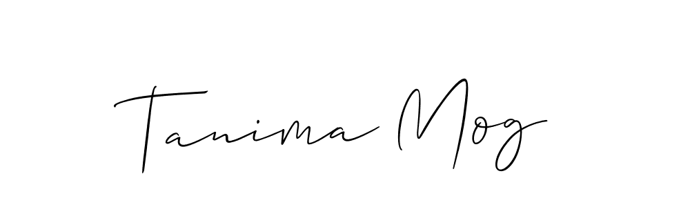 Use a signature maker to create a handwritten signature online. With this signature software, you can design (Allison_Script) your own signature for name Tanima Mog. Tanima Mog signature style 2 images and pictures png