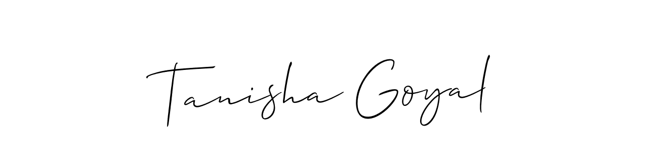 How to Draw Tanisha Goyal signature style? Allison_Script is a latest design signature styles for name Tanisha Goyal. Tanisha Goyal signature style 2 images and pictures png