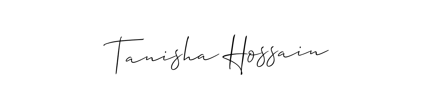 You should practise on your own different ways (Allison_Script) to write your name (Tanisha Hossain) in signature. don't let someone else do it for you. Tanisha Hossain signature style 2 images and pictures png