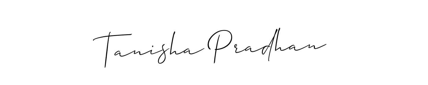 You should practise on your own different ways (Allison_Script) to write your name (Tanisha Pradhan) in signature. don't let someone else do it for you. Tanisha Pradhan signature style 2 images and pictures png