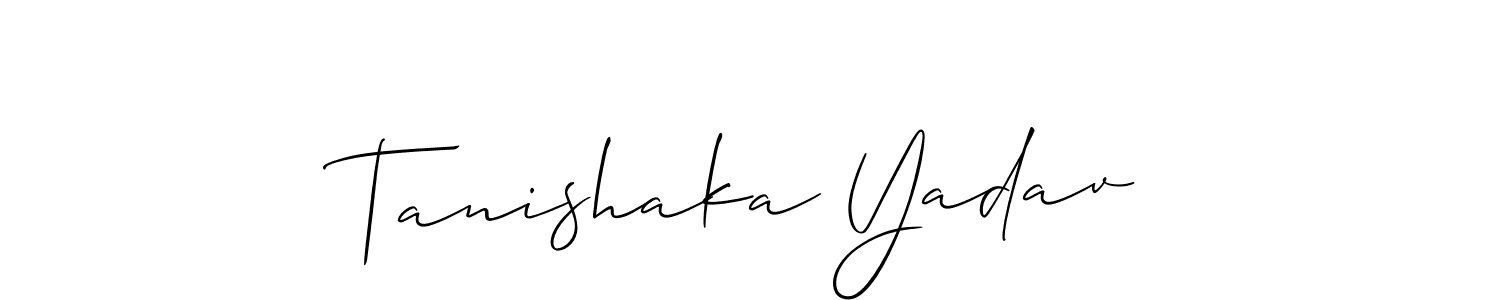 Tanishaka Yadav stylish signature style. Best Handwritten Sign (Allison_Script) for my name. Handwritten Signature Collection Ideas for my name Tanishaka Yadav. Tanishaka Yadav signature style 2 images and pictures png