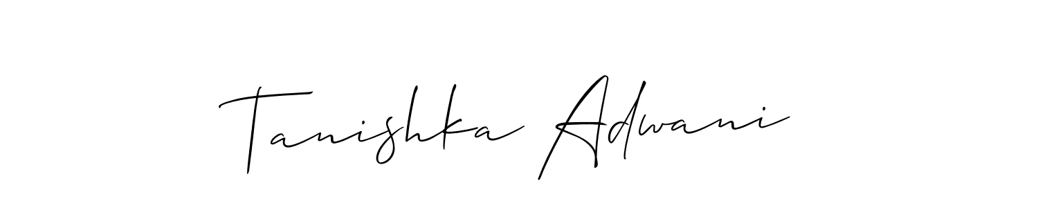 You should practise on your own different ways (Allison_Script) to write your name (Tanishka Adwani) in signature. don't let someone else do it for you. Tanishka Adwani signature style 2 images and pictures png