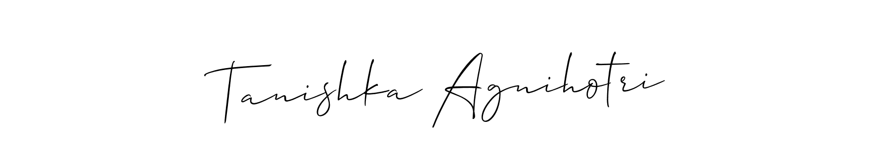 Make a beautiful signature design for name Tanishka Agnihotri. With this signature (Allison_Script) style, you can create a handwritten signature for free. Tanishka Agnihotri signature style 2 images and pictures png