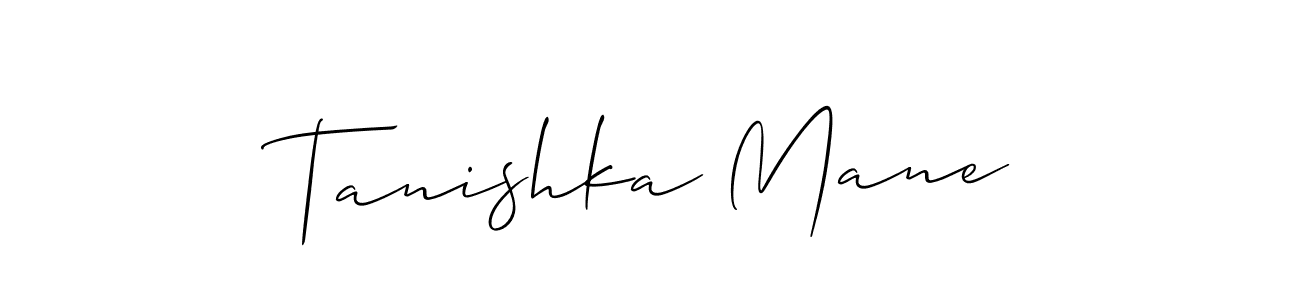 Also You can easily find your signature by using the search form. We will create Tanishka Mane name handwritten signature images for you free of cost using Allison_Script sign style. Tanishka Mane signature style 2 images and pictures png