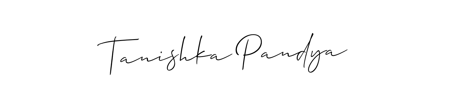 How to make Tanishka Pandya name signature. Use Allison_Script style for creating short signs online. This is the latest handwritten sign. Tanishka Pandya signature style 2 images and pictures png