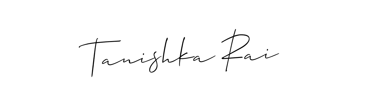 Allison_Script is a professional signature style that is perfect for those who want to add a touch of class to their signature. It is also a great choice for those who want to make their signature more unique. Get Tanishka Rai name to fancy signature for free. Tanishka Rai signature style 2 images and pictures png