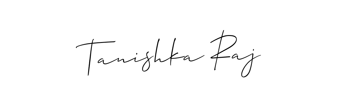 You should practise on your own different ways (Allison_Script) to write your name (Tanishka Raj) in signature. don't let someone else do it for you. Tanishka Raj signature style 2 images and pictures png