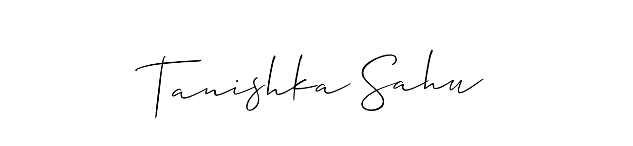 You should practise on your own different ways (Allison_Script) to write your name (Tanishka Sahu) in signature. don't let someone else do it for you. Tanishka Sahu signature style 2 images and pictures png