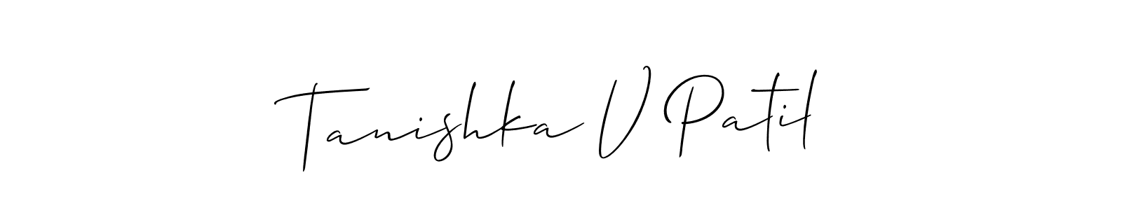 Create a beautiful signature design for name Tanishka V Patil. With this signature (Allison_Script) fonts, you can make a handwritten signature for free. Tanishka V Patil signature style 2 images and pictures png