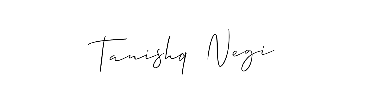You should practise on your own different ways (Allison_Script) to write your name (Tanishq  Negi) in signature. don't let someone else do it for you. Tanishq  Negi signature style 2 images and pictures png