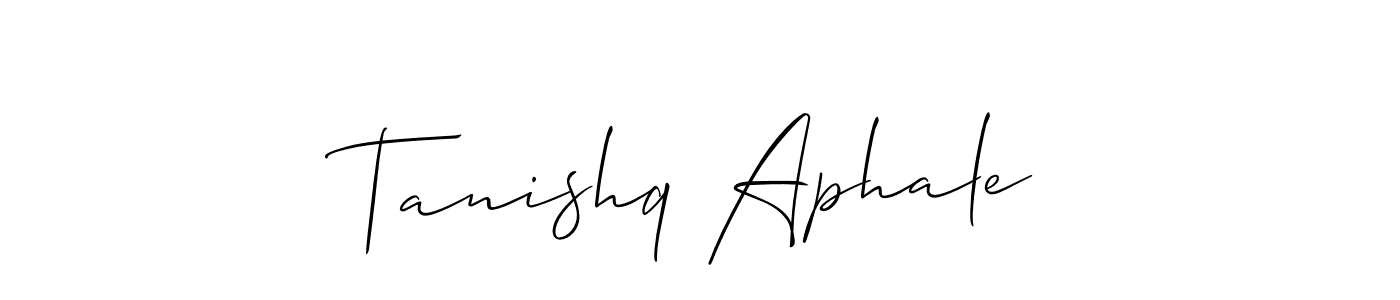 Also You can easily find your signature by using the search form. We will create Tanishq Aphale name handwritten signature images for you free of cost using Allison_Script sign style. Tanishq Aphale signature style 2 images and pictures png