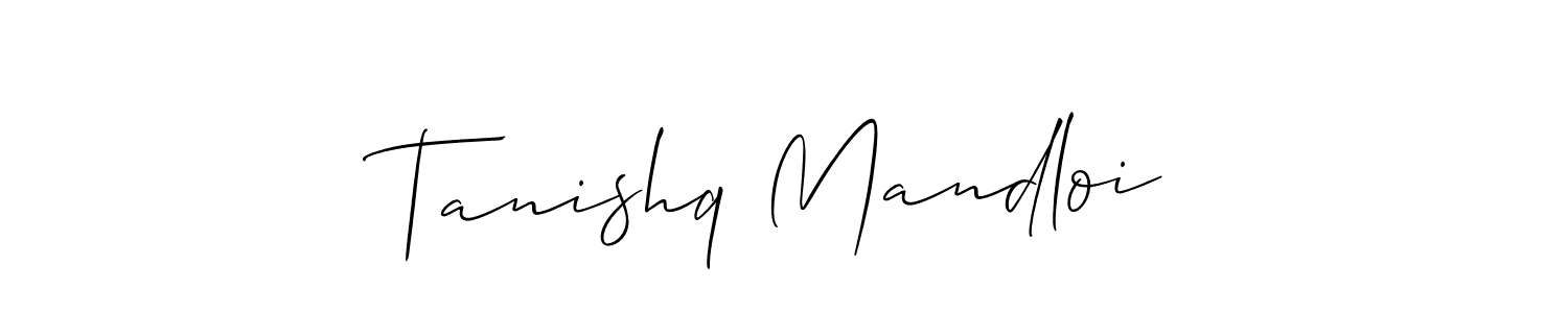 Also You can easily find your signature by using the search form. We will create Tanishq Mandloi name handwritten signature images for you free of cost using Allison_Script sign style. Tanishq Mandloi signature style 2 images and pictures png