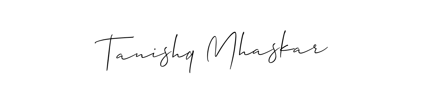 Create a beautiful signature design for name Tanishq Mhaskar. With this signature (Allison_Script) fonts, you can make a handwritten signature for free. Tanishq Mhaskar signature style 2 images and pictures png