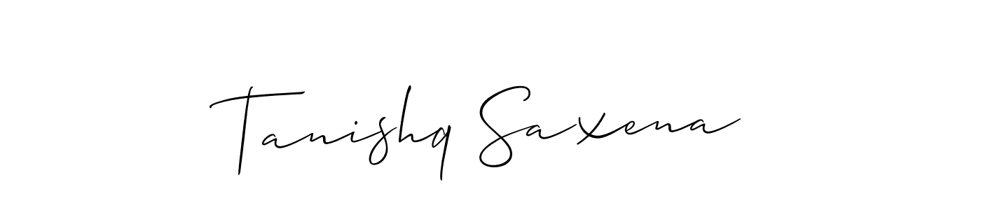 The best way (Allison_Script) to make a short signature is to pick only two or three words in your name. The name Tanishq Saxena include a total of six letters. For converting this name. Tanishq Saxena signature style 2 images and pictures png