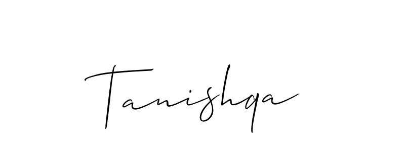 The best way (Allison_Script) to make a short signature is to pick only two or three words in your name. The name Tanishqa include a total of six letters. For converting this name. Tanishqa signature style 2 images and pictures png