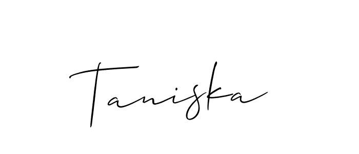 Allison_Script is a professional signature style that is perfect for those who want to add a touch of class to their signature. It is also a great choice for those who want to make their signature more unique. Get Taniska name to fancy signature for free. Taniska signature style 2 images and pictures png