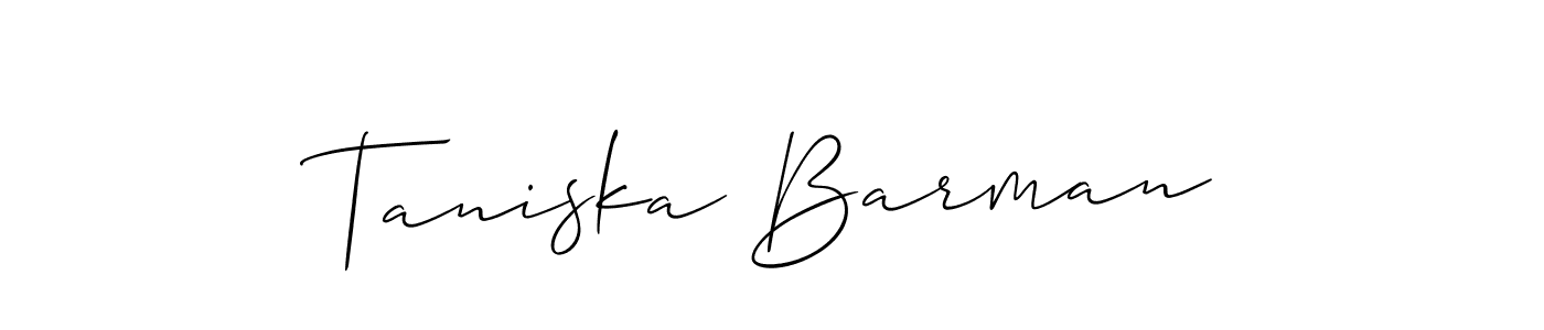 Make a beautiful signature design for name Taniska Barman. With this signature (Allison_Script) style, you can create a handwritten signature for free. Taniska Barman signature style 2 images and pictures png