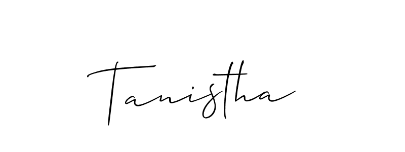 Make a beautiful signature design for name Tanistha. With this signature (Allison_Script) style, you can create a handwritten signature for free. Tanistha signature style 2 images and pictures png