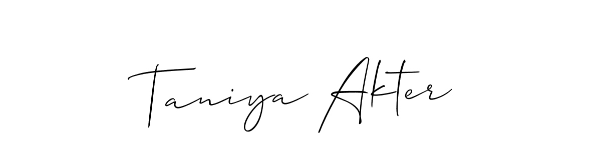 Allison_Script is a professional signature style that is perfect for those who want to add a touch of class to their signature. It is also a great choice for those who want to make their signature more unique. Get Taniya Akter name to fancy signature for free. Taniya Akter signature style 2 images and pictures png